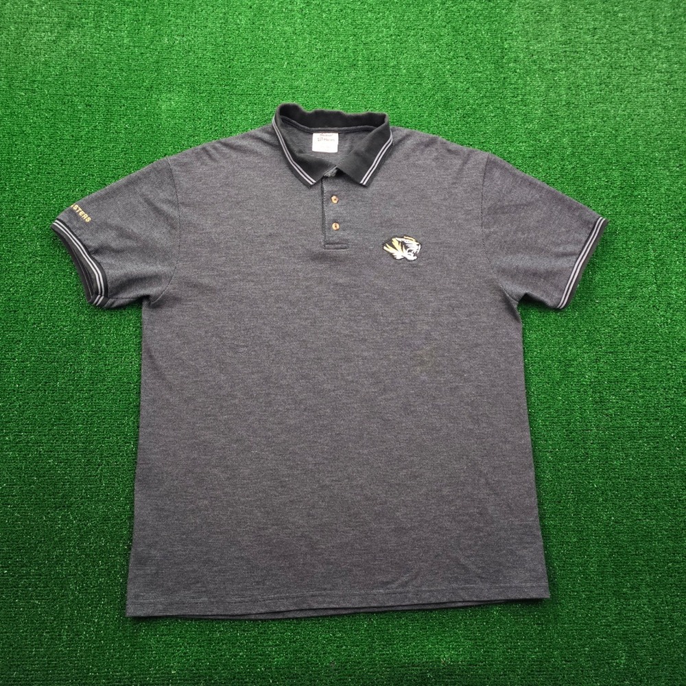 Missouri Tigers Polo Shirt Mens‎ Large Black Gray Vintage Mizzou Masters Casual